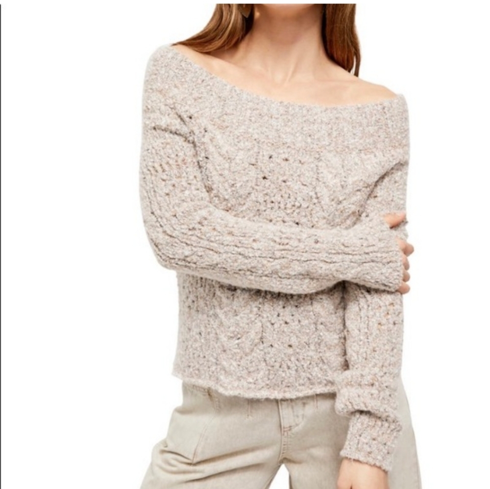 Free People Avalon Off the Shoulder Sweater Women Large